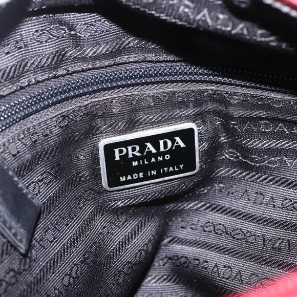 PRADA Hand Bag Nylon Red Silver Auth bs33614