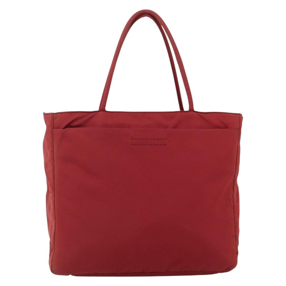 PRADA Hand Bag Nylon Red Silver Auth bs33614