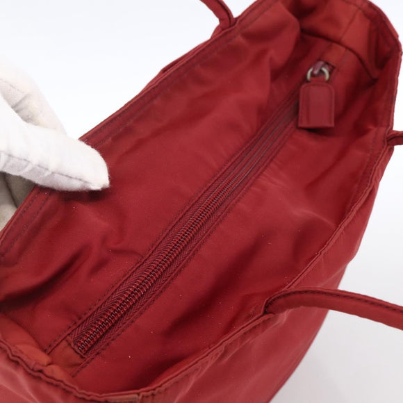 PRADA Hand Bag Nylon Red Silver Auth bs33614