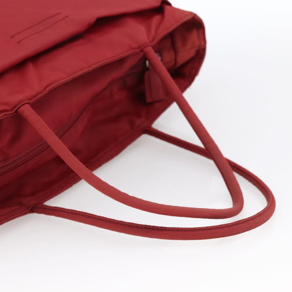 PRADA Hand Bag Nylon Red Silver Auth bs33614