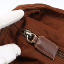 PRADA Chain Shoulder Bag Nylon Brown Gold Auth bs33615-10