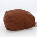 PRADA Chain Shoulder Bag Nylon Brown Gold Auth bs33615-4