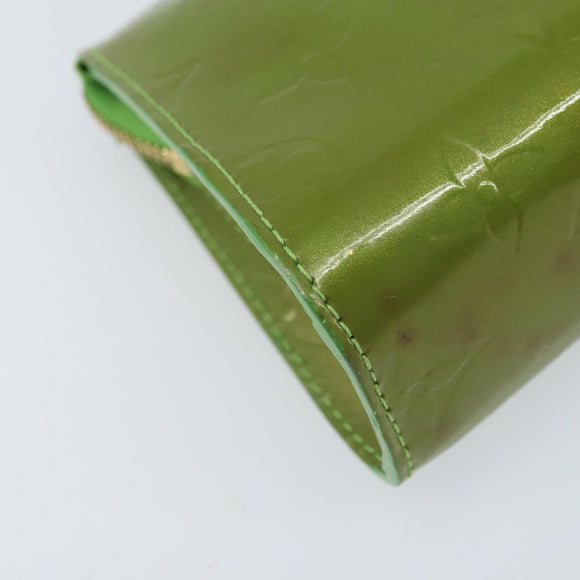 LOUIS VUITTON Monogram Vernis Trousse cosmetics Pouch Green M93649 Auth bs33617