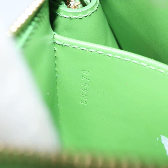 LOUIS VUITTON Monogram Vernis Trousse cosmetics Pouch Green M93649 Auth bs33617