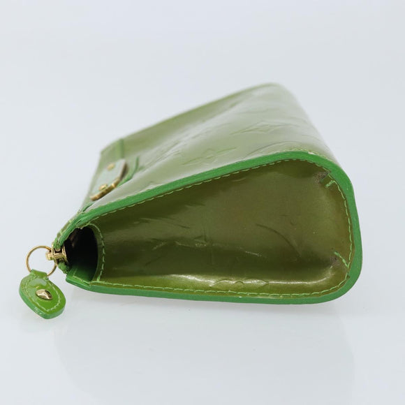 LOUIS VUITTON Monogram Vernis Trousse cosmetics Pouch Green M93649 Auth bs33617