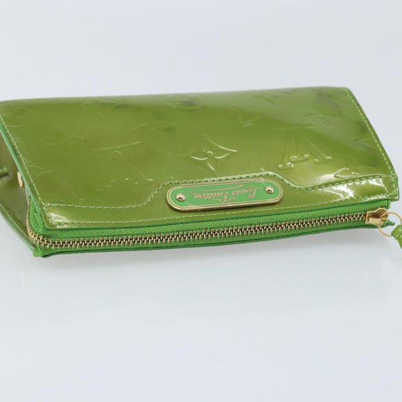 LOUIS VUITTON Monogram Vernis Trousse cosmetics Pouch Green M93649 Auth bs33617