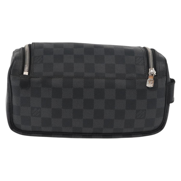 LOUIS VUITTON Damier Graphite Toilet Pouch Clutch Bag N47625 LV Auth bs33619