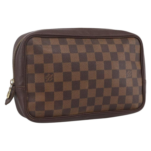 LOUIS VUITTON Damier Ebene Trousse Toilette Clutch Bag N47623 LV Auth bs33621