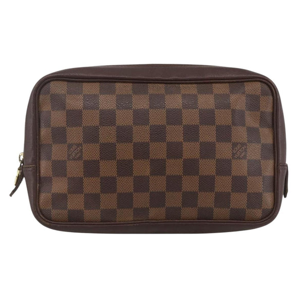 LOUIS VUITTON Damier Ebene Trousse Toilette Clutch Bag N47623 LV Auth bs33621