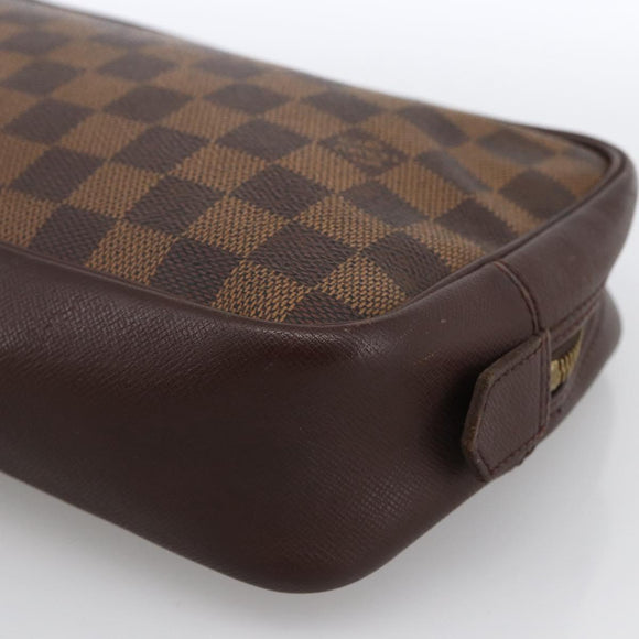 LOUIS VUITTON Damier Ebene Trousse Toilette Clutch Bag N47623 LV Auth bs33621