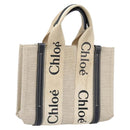 Chloe Woody Mini Hand Bag Canvas Beige Auth bs33627-1