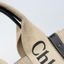 Chloe Woody Mini Hand Bag Canvas Beige Auth bs33627-8