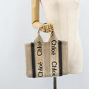 Chloe Woody Mini Hand Bag Canvas Beige Auth bs33627-24