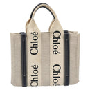Chloe Woody Mini Hand Bag Canvas Beige Auth bs33627-2