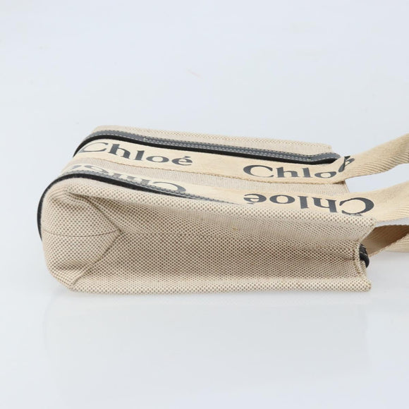 Chloe Woody Mini Hand Bag Canvas Beige Auth bs33627