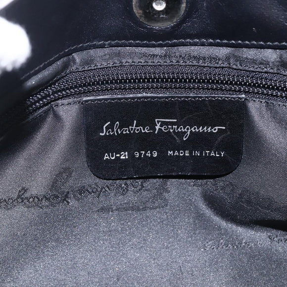 Salvatore Ferragamo Shoulder Bag Nylon Gray Silver Auth bs33629