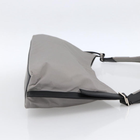 Salvatore Ferragamo Shoulder Bag Nylon Gray Silver Auth bs33629