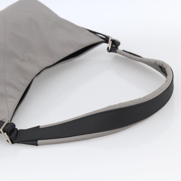 Salvatore Ferragamo Shoulder Bag Nylon Gray Silver Auth bs33629