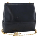 Salvatore Ferragamo Shoulder Bag Leather Navy Gold Auth bs33630-1