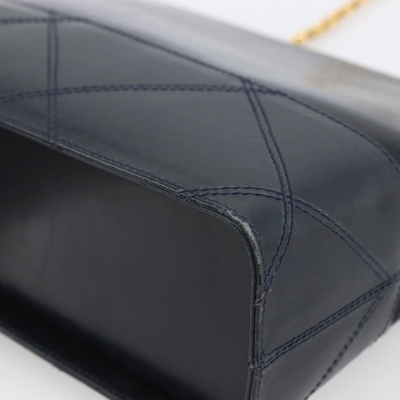 Salvatore Ferragamo Shoulder Bag Leather Navy Gold Auth bs33630