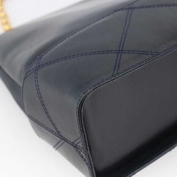 Salvatore Ferragamo Shoulder Bag Leather Navy Gold Auth bs33630