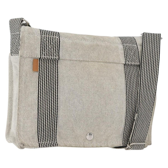 HERMES Fourre Tout Bassas PM Shoulder Bag Canvas Gray Auth bs33632