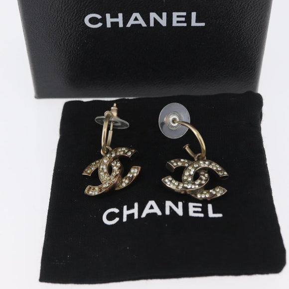 CHANEL Pierce Earring metal Silver CC Auth bs33640
