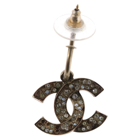CHANEL Pierce Earring metal Silver CC Auth bs33640