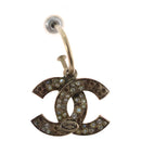 CHANEL Pierce Earring metal Silver CC Auth bs33640-8