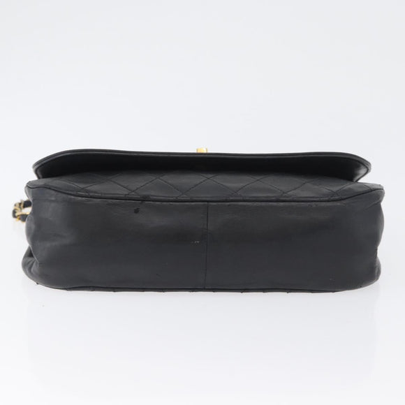 CHANEL Matelasse Chain Shoulder Bag Lamb Skin Black Gold CC Auth bs33642