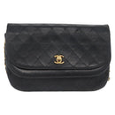 CHANEL Matelasse Chain Shoulder Bag Lamb Skin Black Gold CC Auth bs33642-2
