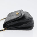 CHANEL Matelasse Chain Shoulder Bag Lamb Skin Black Gold CC Auth bs33642-5