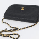 CHANEL Matelasse Chain Shoulder Bag Lamb Skin Black Gold CC Auth bs33642-6