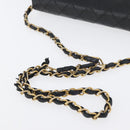 CHANEL Matelasse Chain Shoulder Bag Lamb Skin Black Gold CC Auth bs33642-7