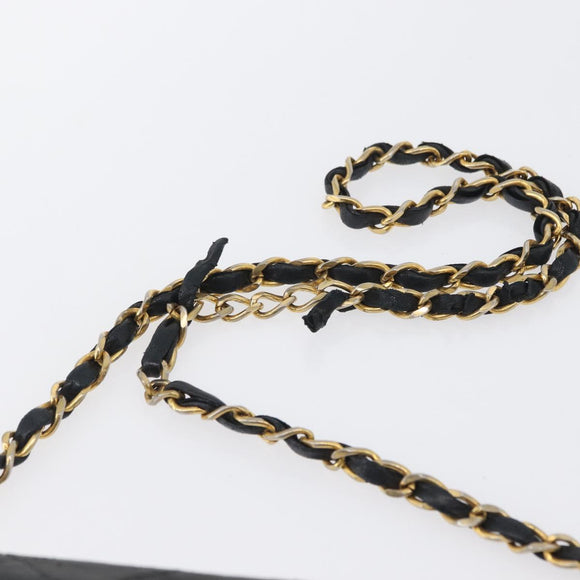 CHANEL Matelasse Chain Shoulder Bag Lamb Skin Black Gold CC Auth bs33642