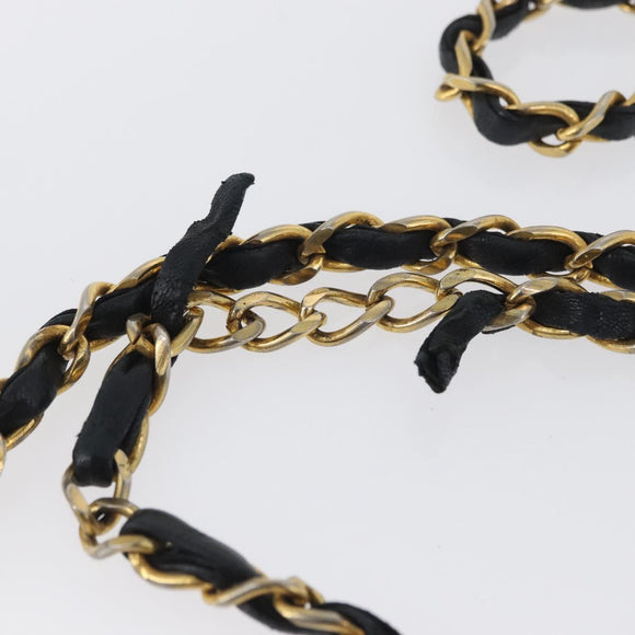CHANEL Matelasse Chain Shoulder Bag Lamb Skin Black Gold CC Auth bs33642