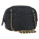 CHANEL Matelasse Chain Shoulder Bag Lamb Skin Black Gold CC Auth bs33643-1