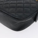 CHANEL Matelasse Chain Shoulder Bag Lamb Skin Black Gold CC Auth bs33643-11
