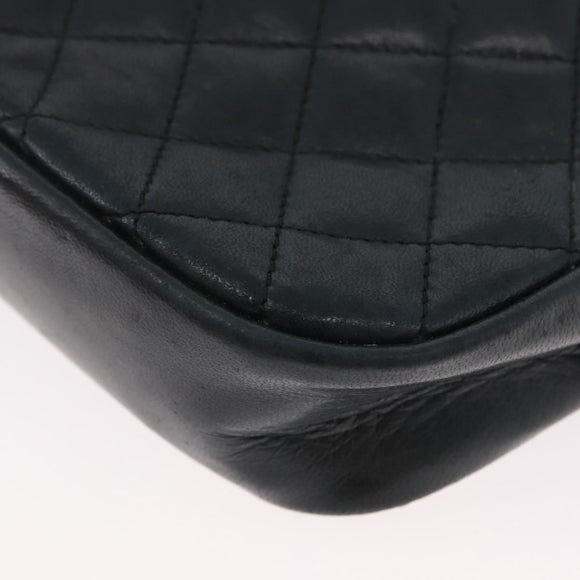 CHANEL Matelasse Chain Shoulder Bag Lamb Skin Black Gold CC Auth bs33643