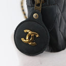 CHANEL Matelasse Chain Shoulder Bag Lamb Skin Black Gold CC Auth bs33643-14