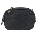CHANEL Matelasse Chain Shoulder Bag Lamb Skin Black Gold CC Auth bs33643-2