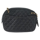 CHANEL Matelasse Chain Shoulder Bag Lamb Skin Black Gold CC Auth bs33643-3