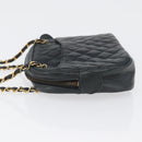 CHANEL Matelasse Chain Shoulder Bag Lamb Skin Black Gold CC Auth bs33643-5