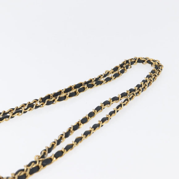 CHANEL Matelasse Chain Shoulder Bag Lamb Skin Black Gold CC Auth bs33643