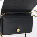 CHANEL Chain Shoulder Bag Patent leather Black Gold CC Auth bs33647-19