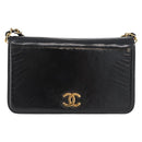 CHANEL Chain Shoulder Bag Patent leather Black Gold CC Auth bs33647-13
