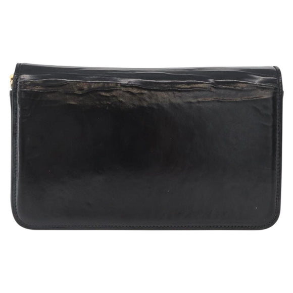 CHANEL Chain Shoulder Bag Patent leather Black Gold CC Auth bs33647
