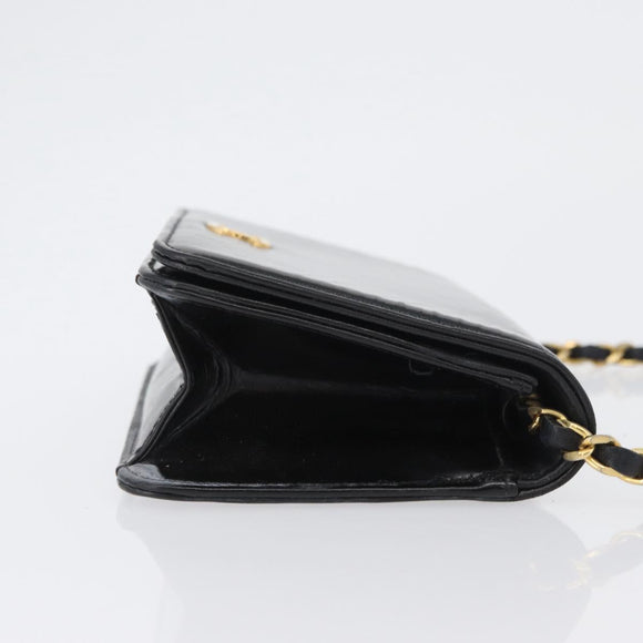 CHANEL Chain Shoulder Bag Patent leather Black Gold CC Auth bs33647