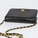 CHANEL Chain Shoulder Bag Patent leather Black Gold CC Auth bs33647-6
