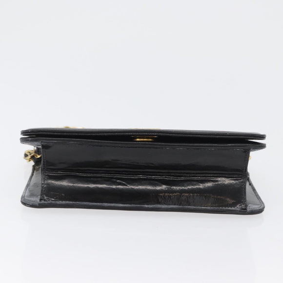 CHANEL Chain Shoulder Bag Patent leather Black Gold CC Auth bs33647